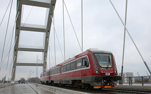 First rail traffic on Zezelj bridge in Novi Sad, Serbia
