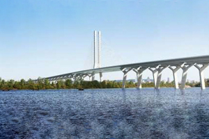 Opening of Champlain Bridge between Canada and United States, built by ACS